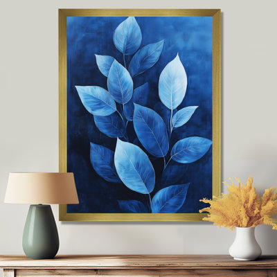 Bleu marine, feuilles, échos de la forêt, plancher III - art mural floral