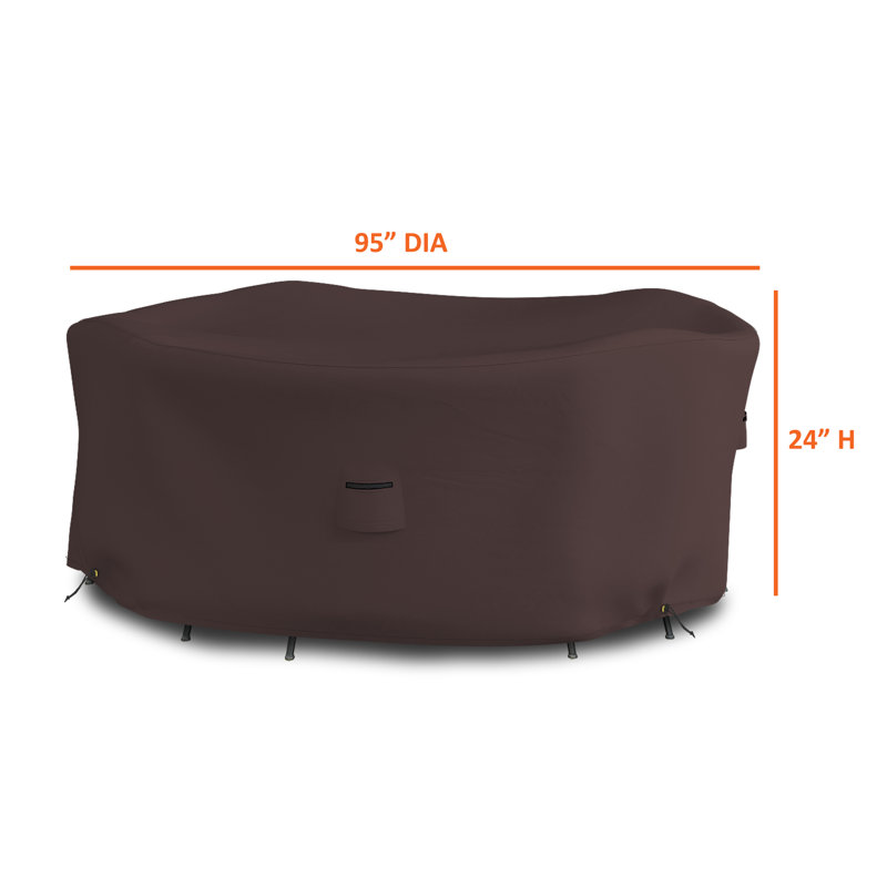 Housse robuste pour table ronde et chaise d'extérieur robuste et polyvalente, H 24 po x l 95 po, Café