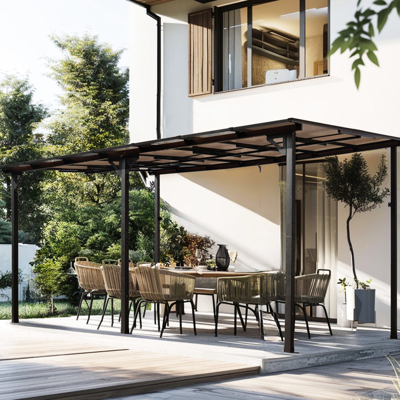 Metal Awning Pergola - Strong For Patio, Deck, Backyard Outdoor Gazebo With Awning, Decks, Backyard, 60lbs/m2 Load Capacity, Wind Build
