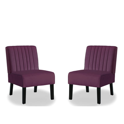 Chaises d'appoint Mid Mid Century Modernes, charmant velours, pieds en bois massif, salon, chaises 2 pièces de teinte mauve, revêtement en velours, pieds solides, pour la maison