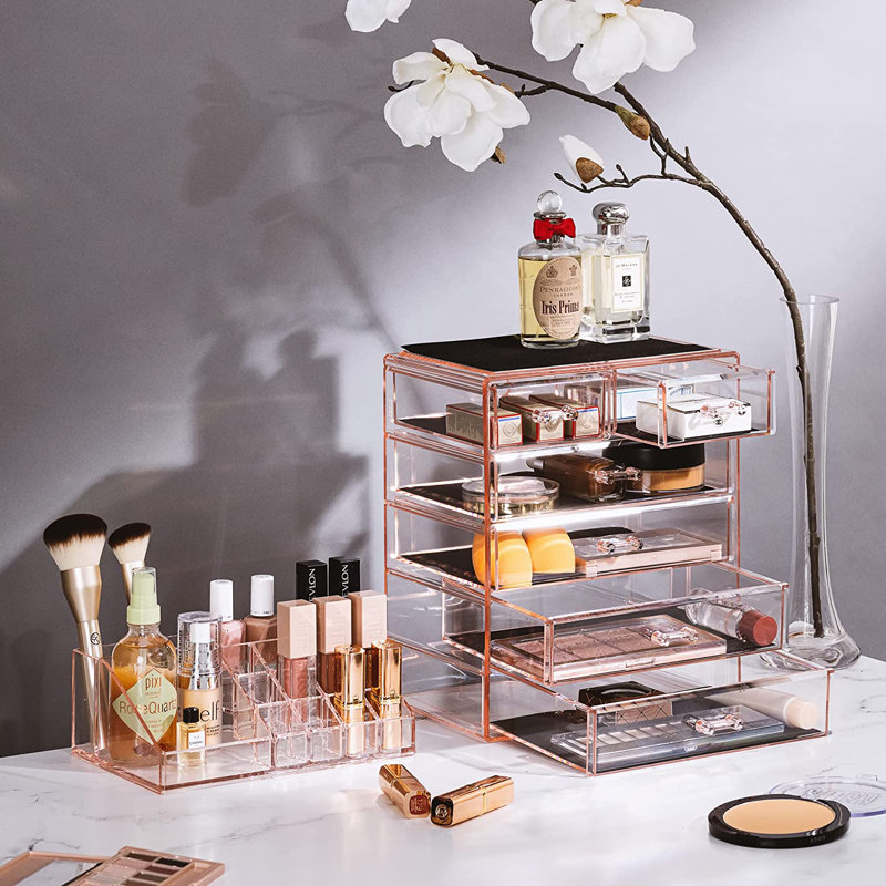 Organisateur de maquillage et de bijoux, Rose clair