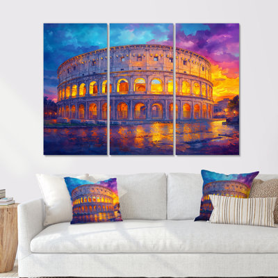 Yellow And Blue Colosseum Cultural Significance - Colosseum Wall Decor Set