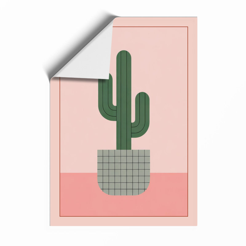 Geometric Saguaro Minimalist - Framed Print, Unframed, A1 - 84.1 x 59.4 cm