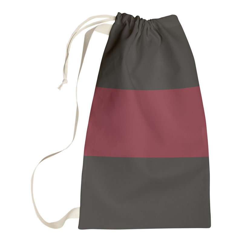 Fabric Laundry Bag with Handles, 36" H x 28" W x 1.5" D, Black/Brick Red/Black