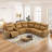Modern 8-Piece Faux Leather Power Reclining Sectional Sofa With 3 Recline Seat & Cup Holders & Console & USB