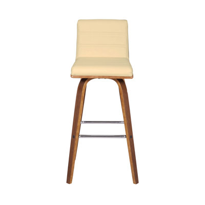 Chaise de bar pivotante à dossier bas de 30 po en tissu crème et brun et fer