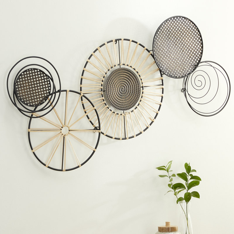Metal Handmade Plate Black Wall Decor with Textured Pattern
