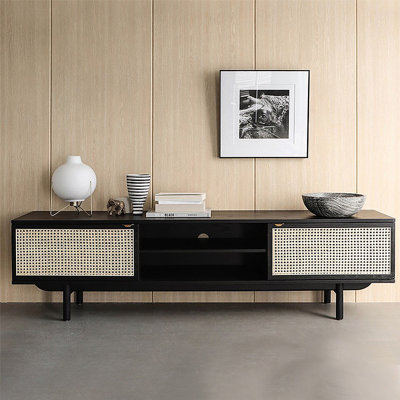 Meuble télé moderne et minimaliste en rotin avec rangement