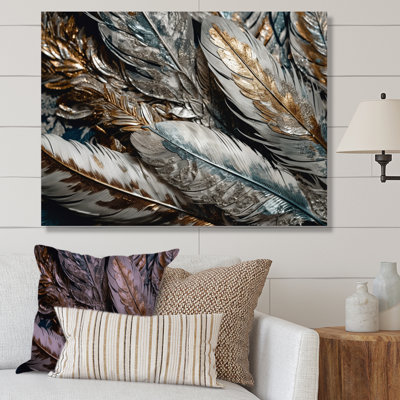 «Ludgershall Gold Gilded Feathers III», reproduction sur toile