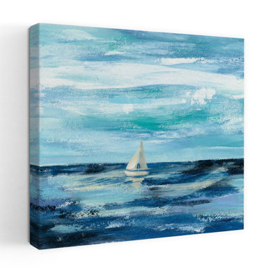 Art côtier de la mer noire avec des bateaux bleus
