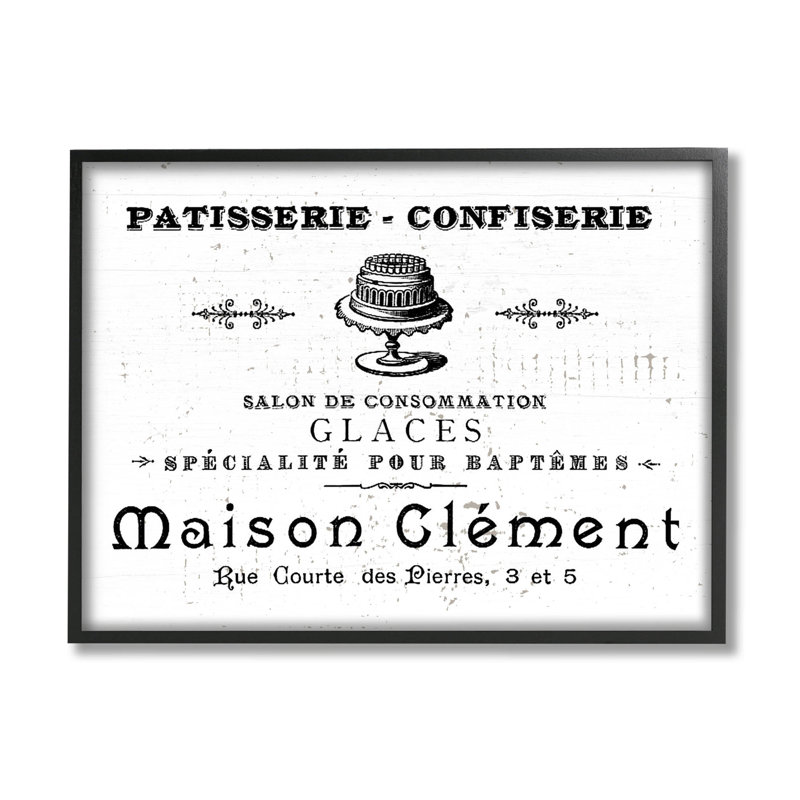 «Vintage Patisserie Bakery», art giclée par Lil 'Rue, H 24 po x l 30 po x P 1,5 po, Giclée encadrée blanc bord de mer