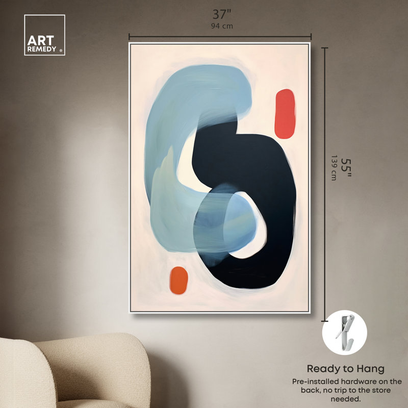Art mural tendance moderne avec oreillettes modernes par Art Remedy, H 55 po x l 37 po, Cadre blanc