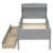 Twin Size Wood Platform Bed with LED Light, USB & Type-C Ports, Storage Headboard, Guardrails & 2 Drawers-1630861885