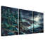 Ensemble de 3 toiles bleu sarcelle avec vagues orageuses et or-178403587
