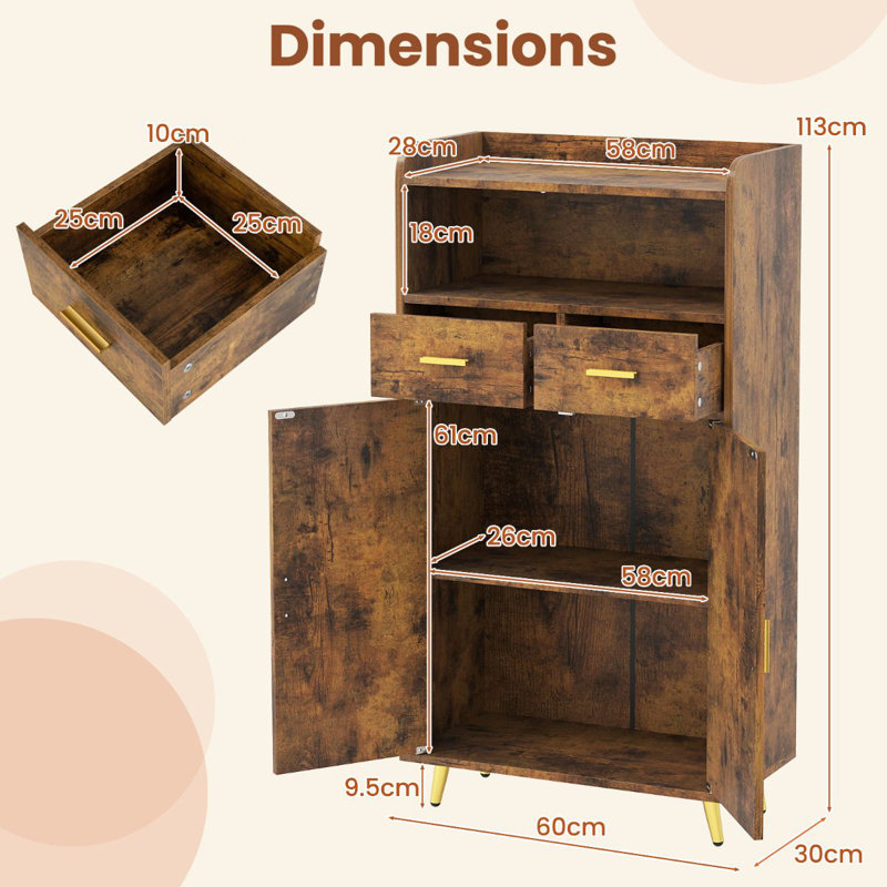 60cm Sideboard, Brown