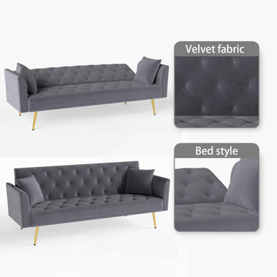 Canapé-lit pliable en tissu de velours 72,03 po Classic Vintage