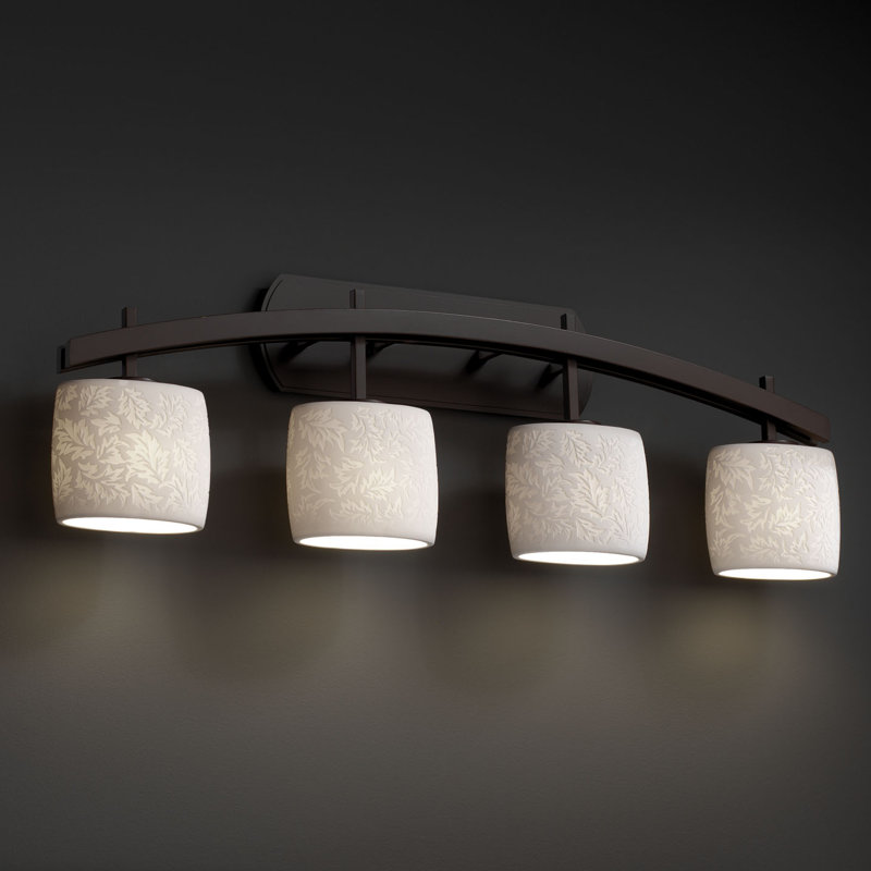 Éclairage pour meuble-lavabo 4 lumières oval, Bronze foncé, Vagues