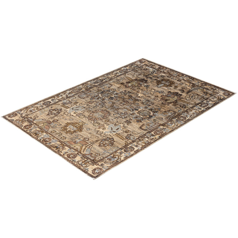 Tapis beige rectangulaire unique de 3 pi 11 po x 5 pi 11 po Deliylah