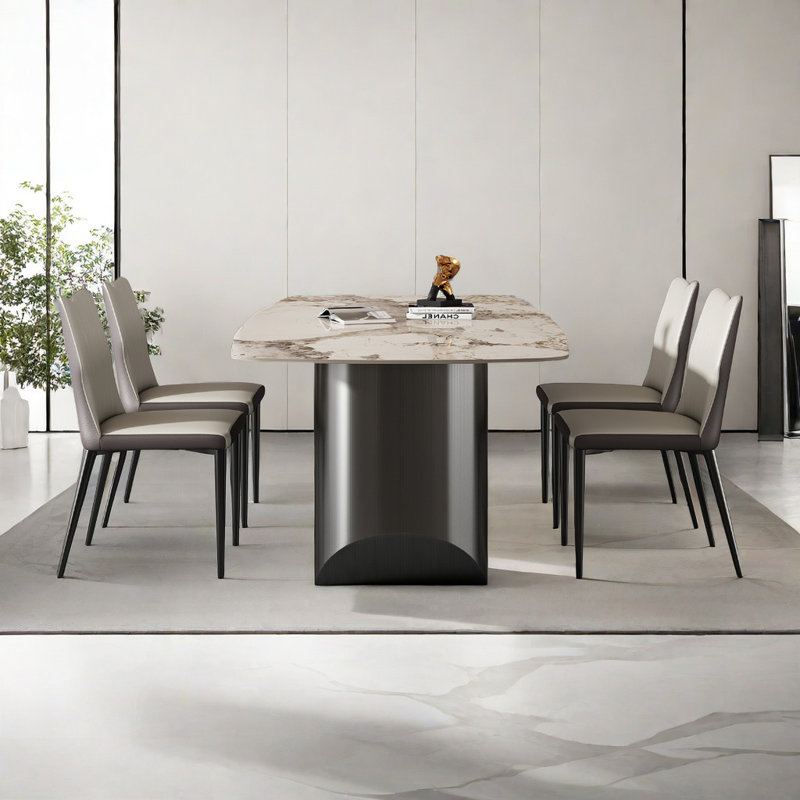 Table de salle à manger simple et luxueuse légère et moderne, H 29,5 po x L 70,8 po x l 35,4 po