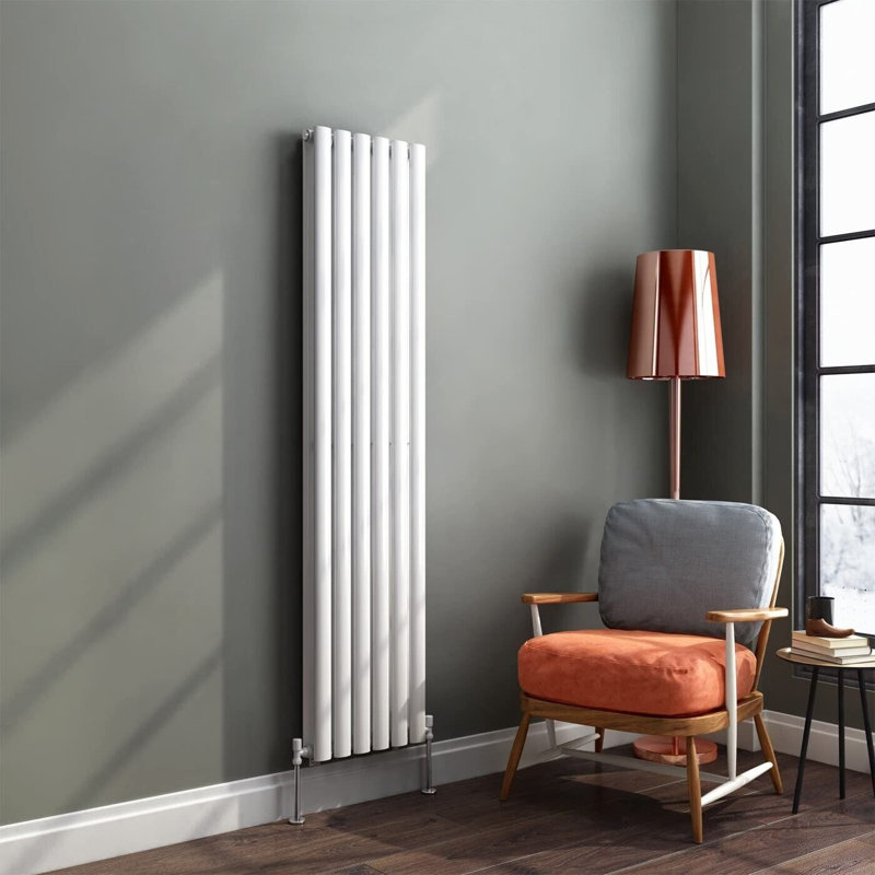 iBathUK Princia Vertical Double Oval Panel Radiator, White, 1600cm H x 360cm W x 79cm D