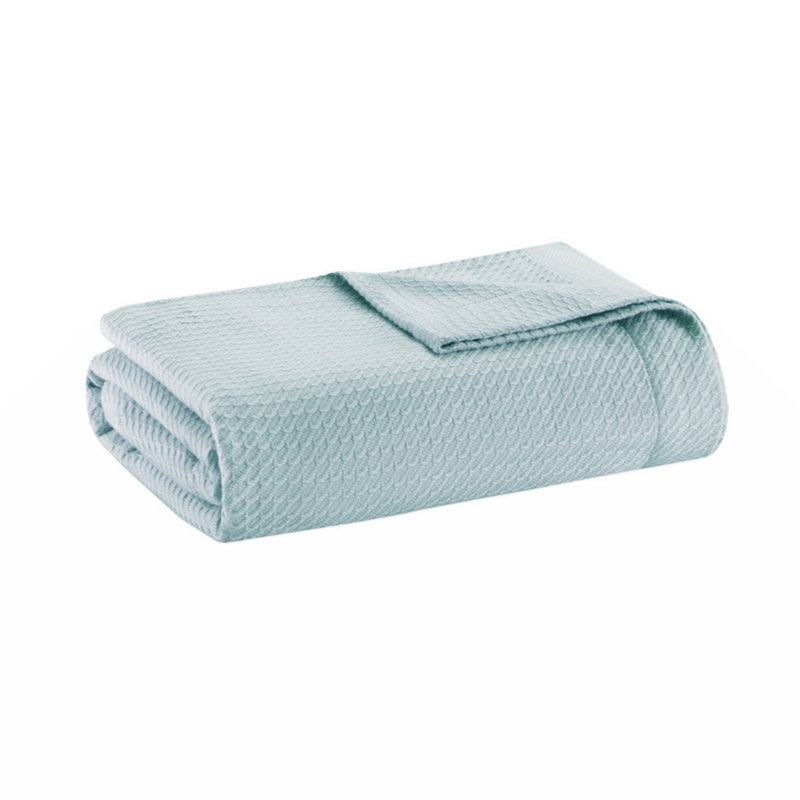 Couverture en coton de qualité égyptienne, L 90 po x L 90 po, Bleu clair