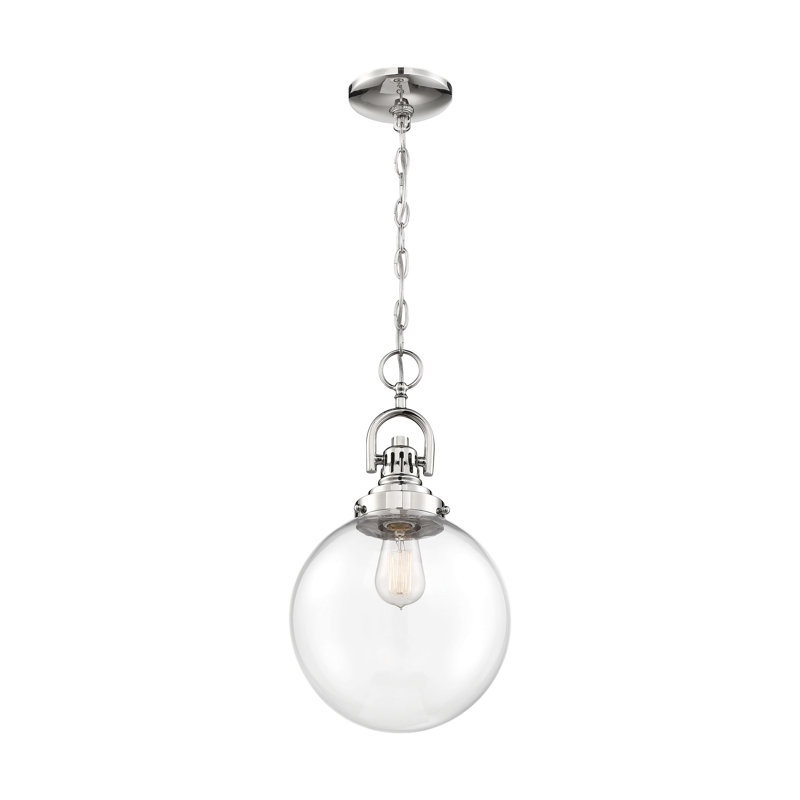 Luminaire suspendu à 1 lumière Crownfield, Nickel poli