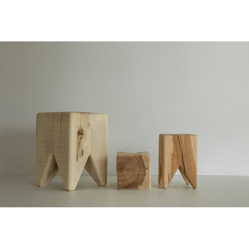 Stump & Trunk Solid Wood End Table, 12" H x 8" W x 8" D