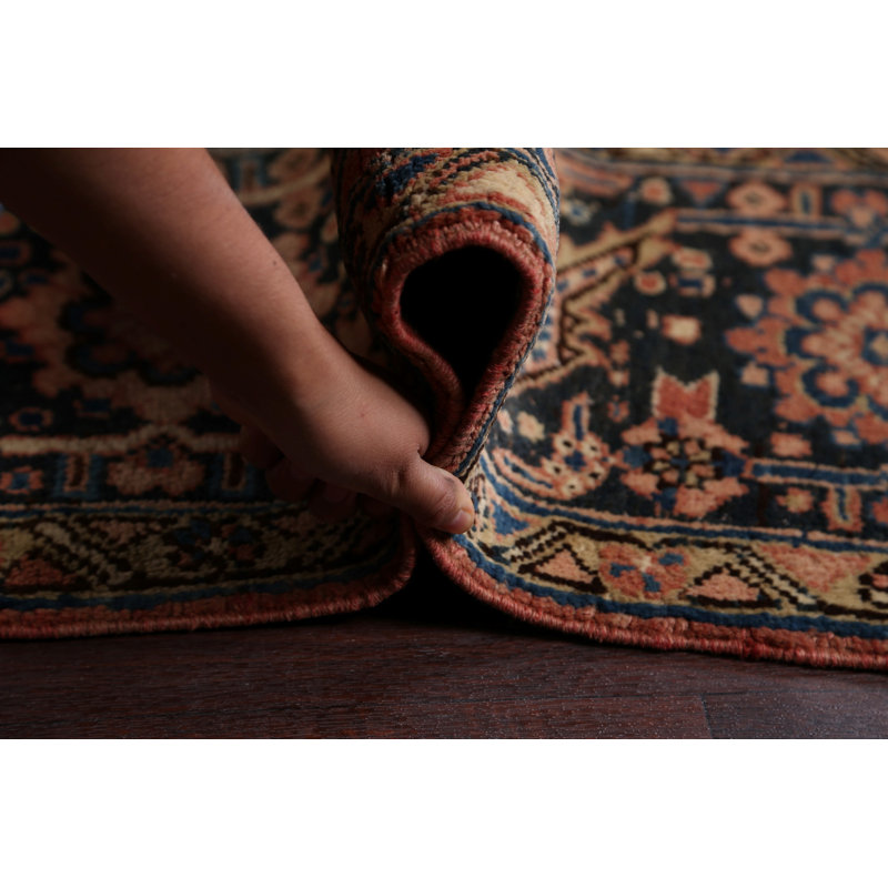 Tapis décoratif en laine noué à la main de conception unique 8 pi 5 po x 11 pi 7 po Heriz Ivoire/noir/brun