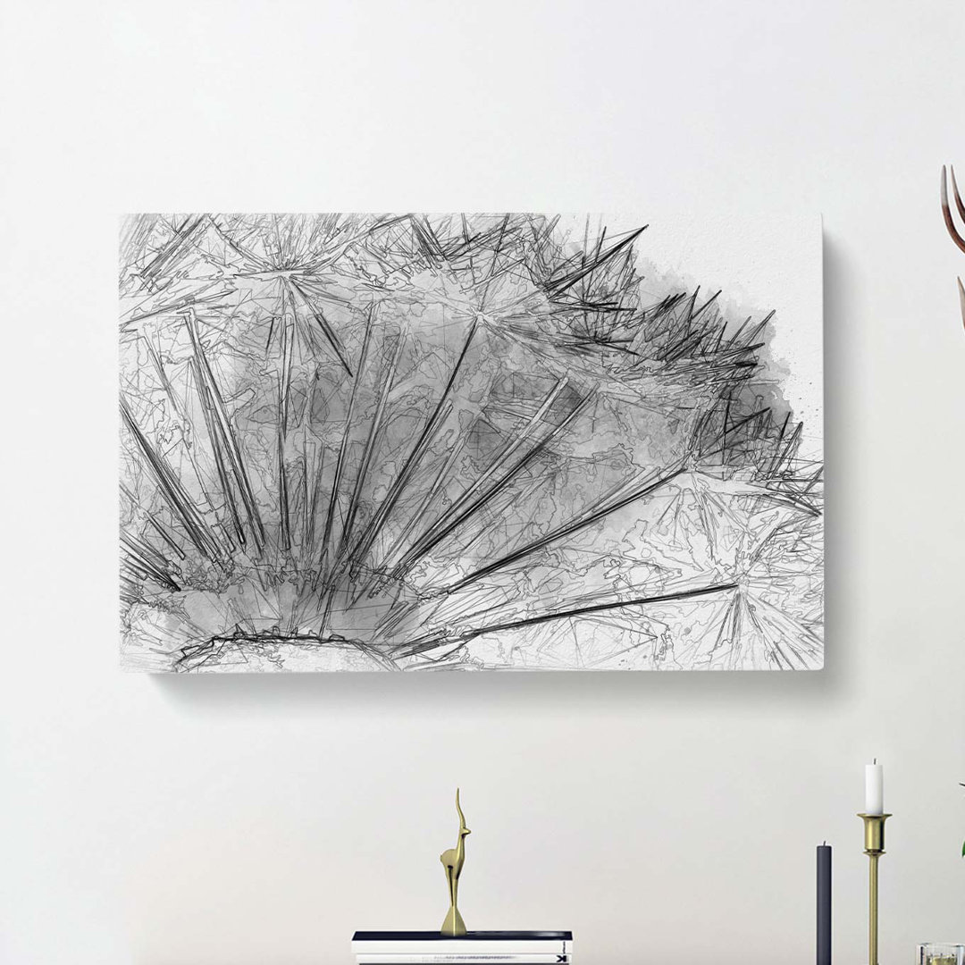 Dandelion Seed Sketch in Abstract - Wrapped Canvas Drawing - Wrapped Canvas