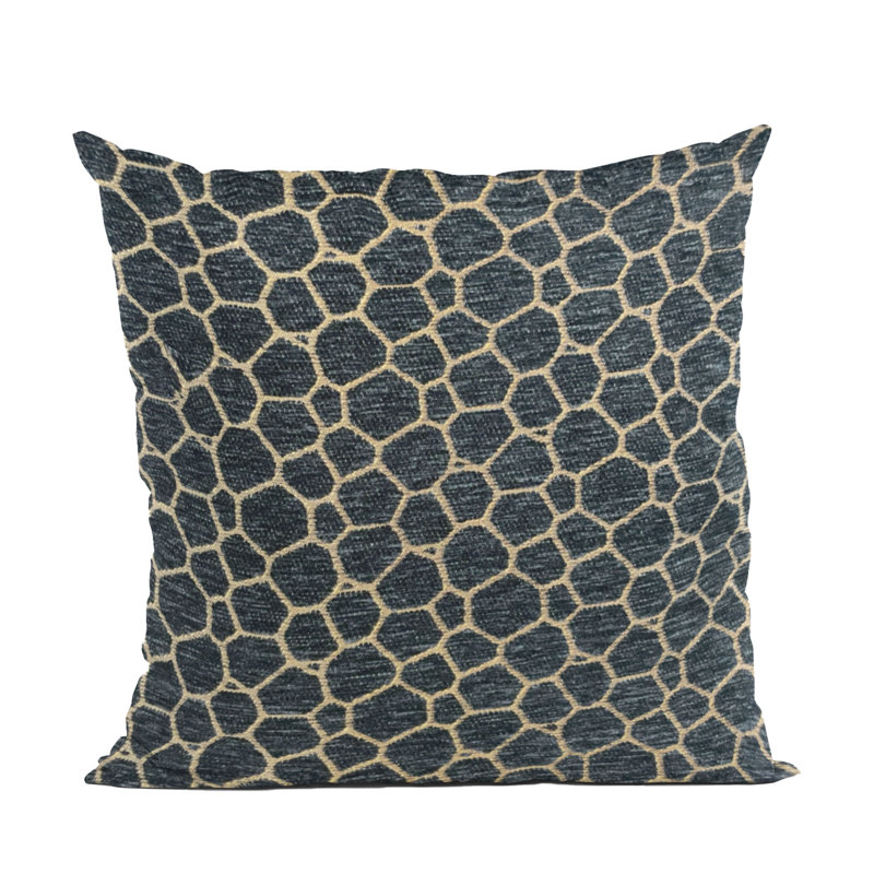 Plutus Opulence Hexagonal Geometric Luxury Throw Pillow, 12" H x 20" W, Gold/Navy Geometric, Rectangular