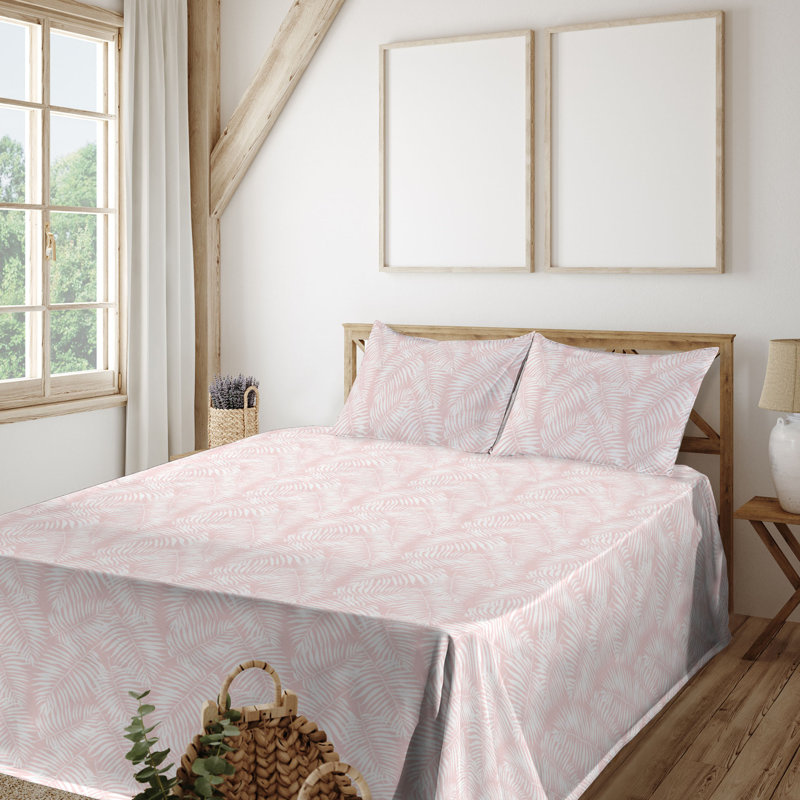 Microfiber Sheet Set, King Sheet Set with 2 Pillowcases, Rose/White Floral