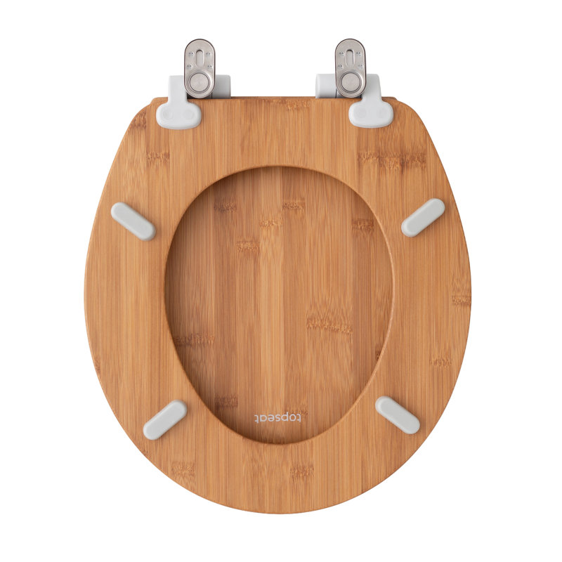 Topseat Bamboo Toilet Seat, Round, Soft Close, Magnetic Quick-release For Easy Cleaning, Arch-tite Never Loosens, Adjustable Fit