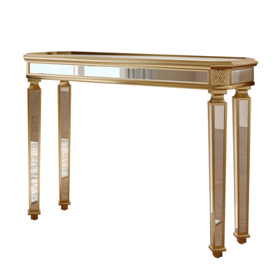 Mirror Console Table Vintage Wood Grain Carving Process Gorgeous and Noble for Entryway, Sofa Table,Living Room(48''W x 32.3''H x 18D,Gold)