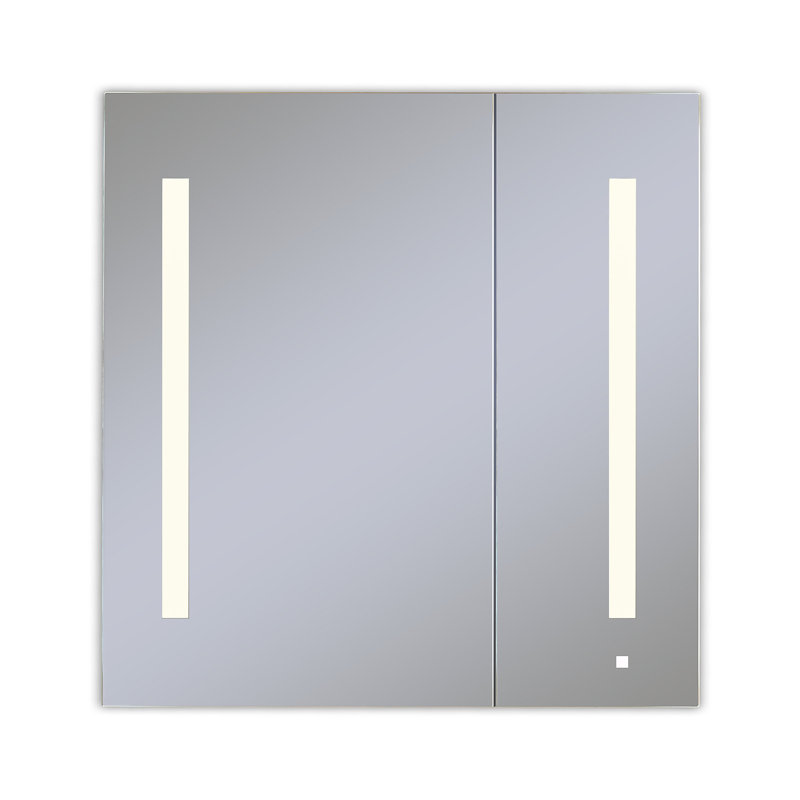 AiO Recessed Frameless Medicine Cabinet with 3 Adjustable Shelves and LED Lighting, 39.375" H x 29.25" W x 4" D, Warm White