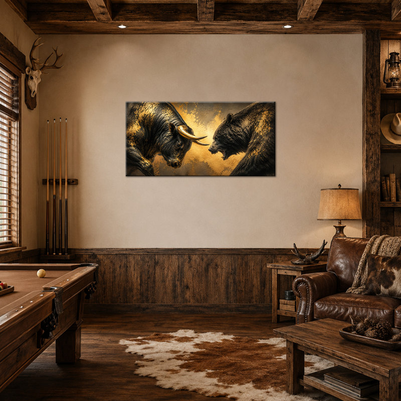 Impression d'art sur toile Bull & Bear, 24" H x 47" W