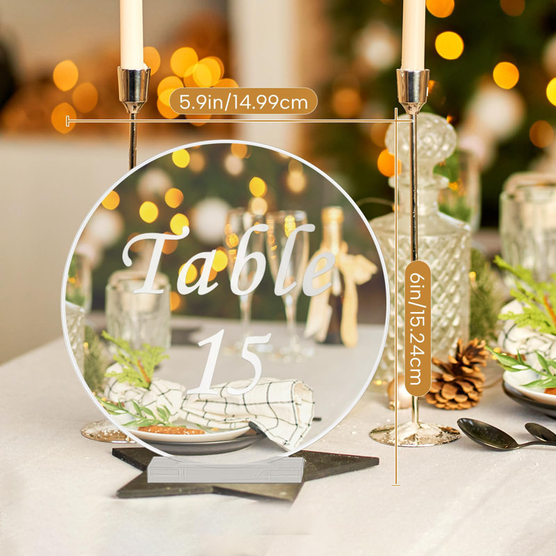 Acrylic Wedding Table Numbers 1-15 With Stands