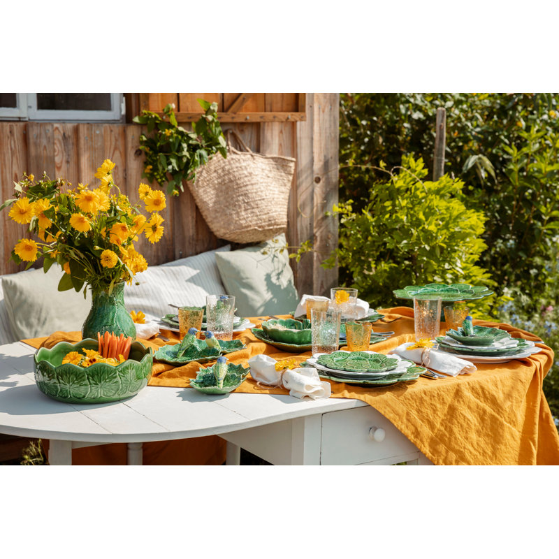 Geranium Earthenware Platter, Green