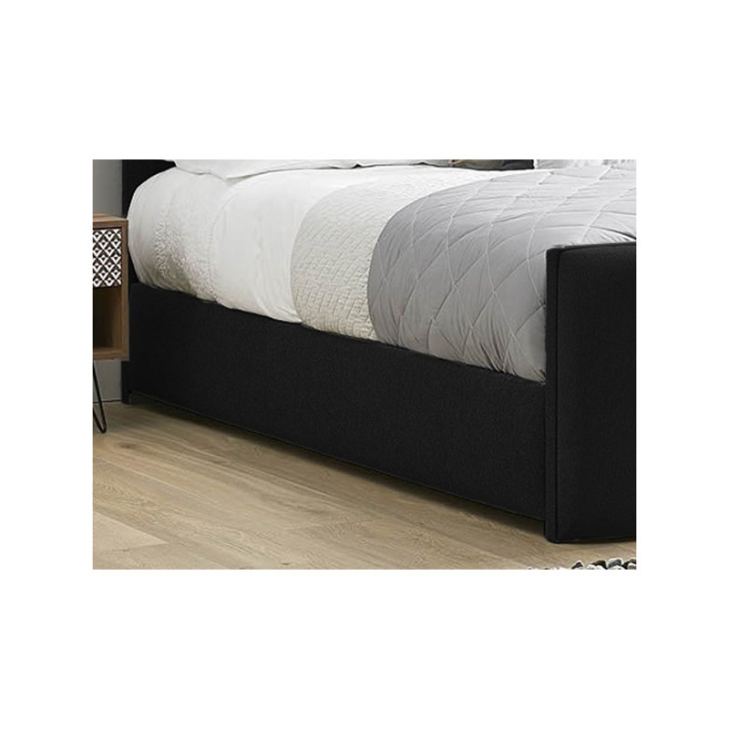 Ledley Kailua Upholstered Bed Frame - Plush Velvet with Headboard and Sprung Slats, Black, Super King (6')