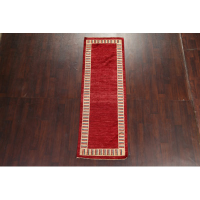Gabbeh Kashkoli One-of-a-Kind 2'9" x 8'0" New Age Runner Wool Area Rug in Red