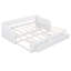 Lit de jour en bois avec lit gigogne et deux tiroirs de rangement, lit de jour extensible, canapé-lit avec deux tiroirs, blanc-201427441-201427447