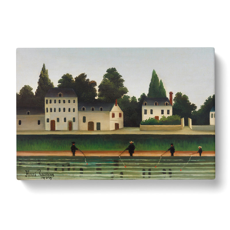 Landscape And Four Fisherman by Henri Rousseau - Wrapped Canvas Painting, 40cm H x 60cm W x 3cm D
