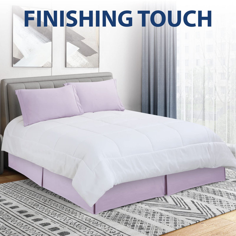 Jupe de lit en microfibre douce - ajustement facile avec une chute sur mesure de 14 po - qualité hôtelière, résistante au rétrécissement et à la décoloration - couvre-lit (mauve clair)