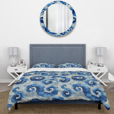 Blue Coastal Seashells I - Ensemble de housse de couette traditionnel chinois