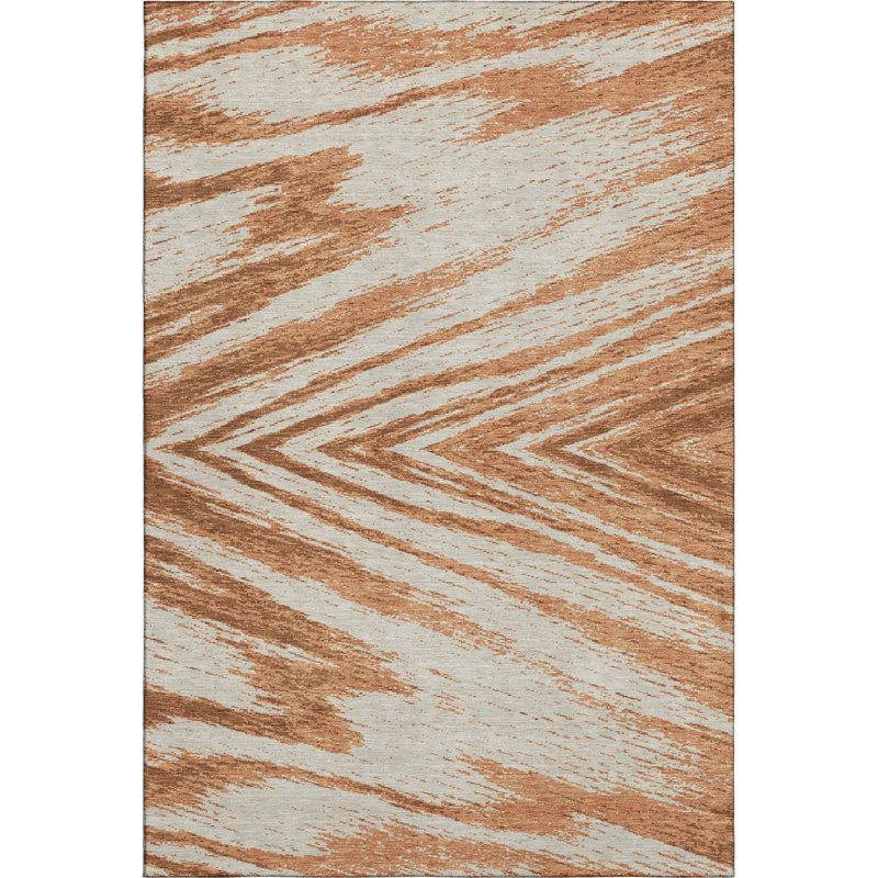 Tapis paprika de qualité supérieure lavable à la machine Prisco, Rectangulaire 8 pi x 10 pi