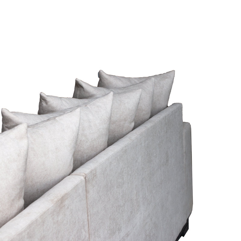 Grasiela Upholstered L-Shaped Sectional, Right Hand Facing, Beige Polyester Blend