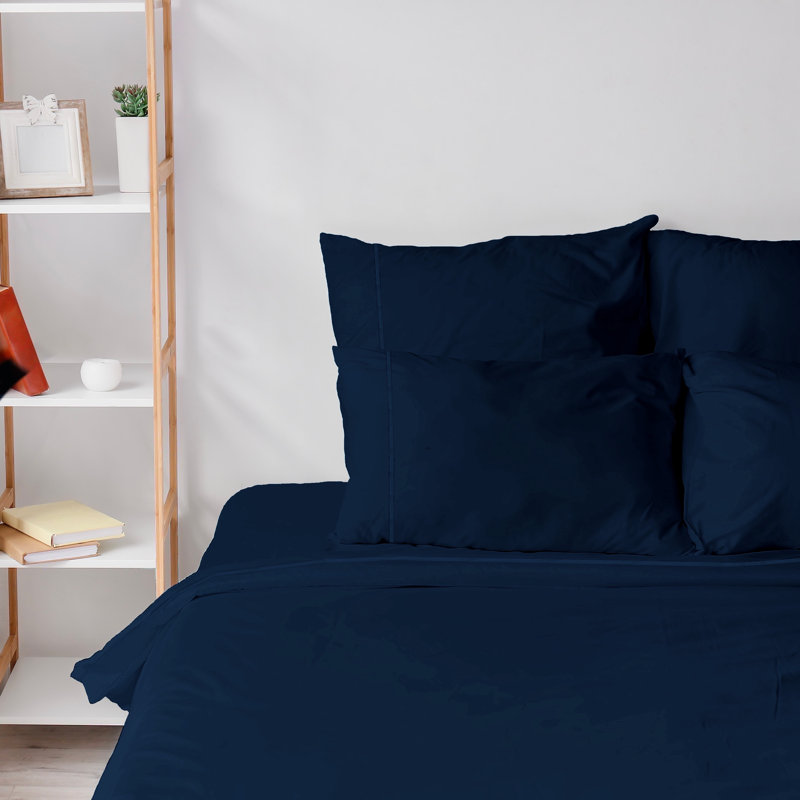 6 Piece Ultra Soft Double Brushed Microfiber Sheet Set, Cooling Sheets with Extra Deep Pockets - Machine Washable, Navy