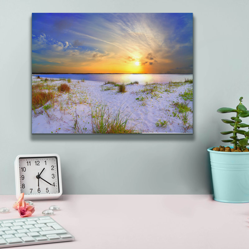 «Landscape Sunset Sandy Beach» par Ezra Tanner, art mural sur toile, H 12 po x l 16 po x P 0,75 po