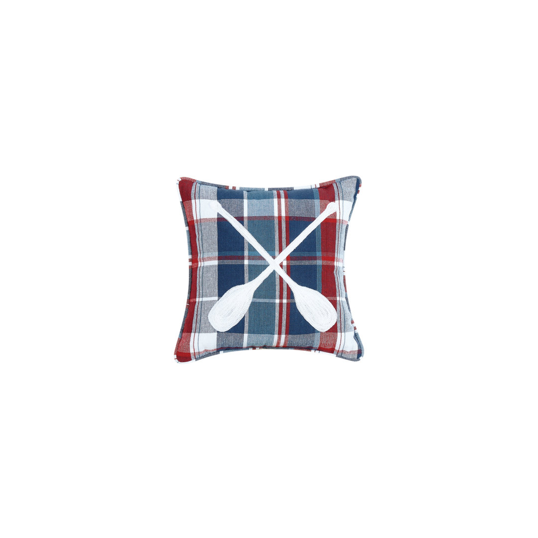 Picnic Plaid Oars Embroidered Cotton Mini Throw Pillow Laurel and Mayfair
