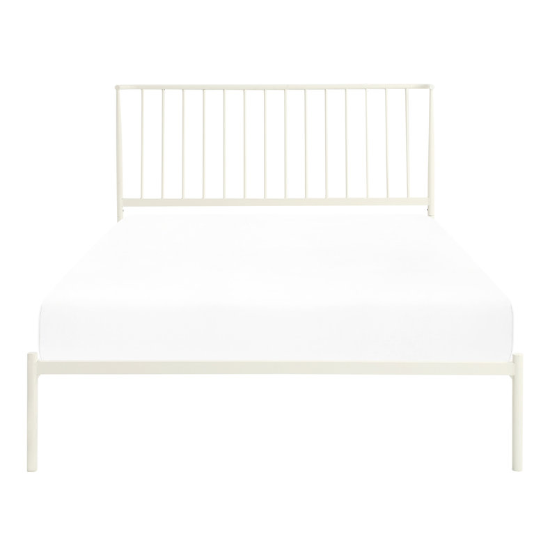 Grand lit Mid-Century moderne en métal blanc, Blanc