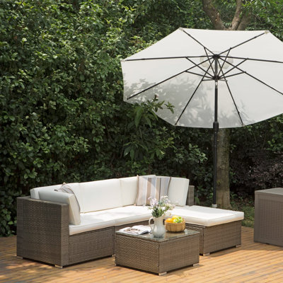 Raabia 5 Piece Rattan Wicker Seating Group with Cushions